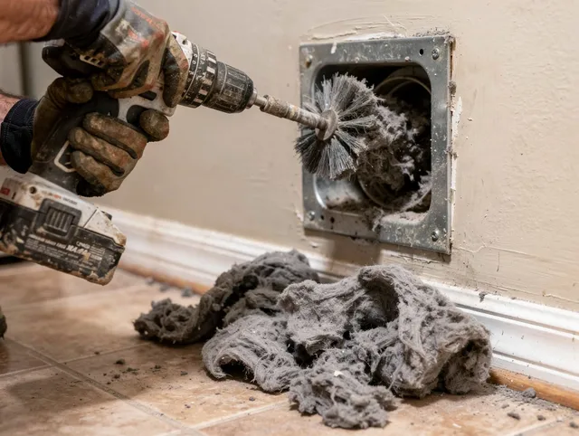 Certified North Castle Dryer Vent Cleaning technician performing dryer vent cleaning in North Castle