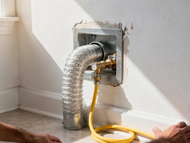 North Castle Dryer Vent Cleaning certified technician performing specialized gas dryer vent cleaning in North Castle